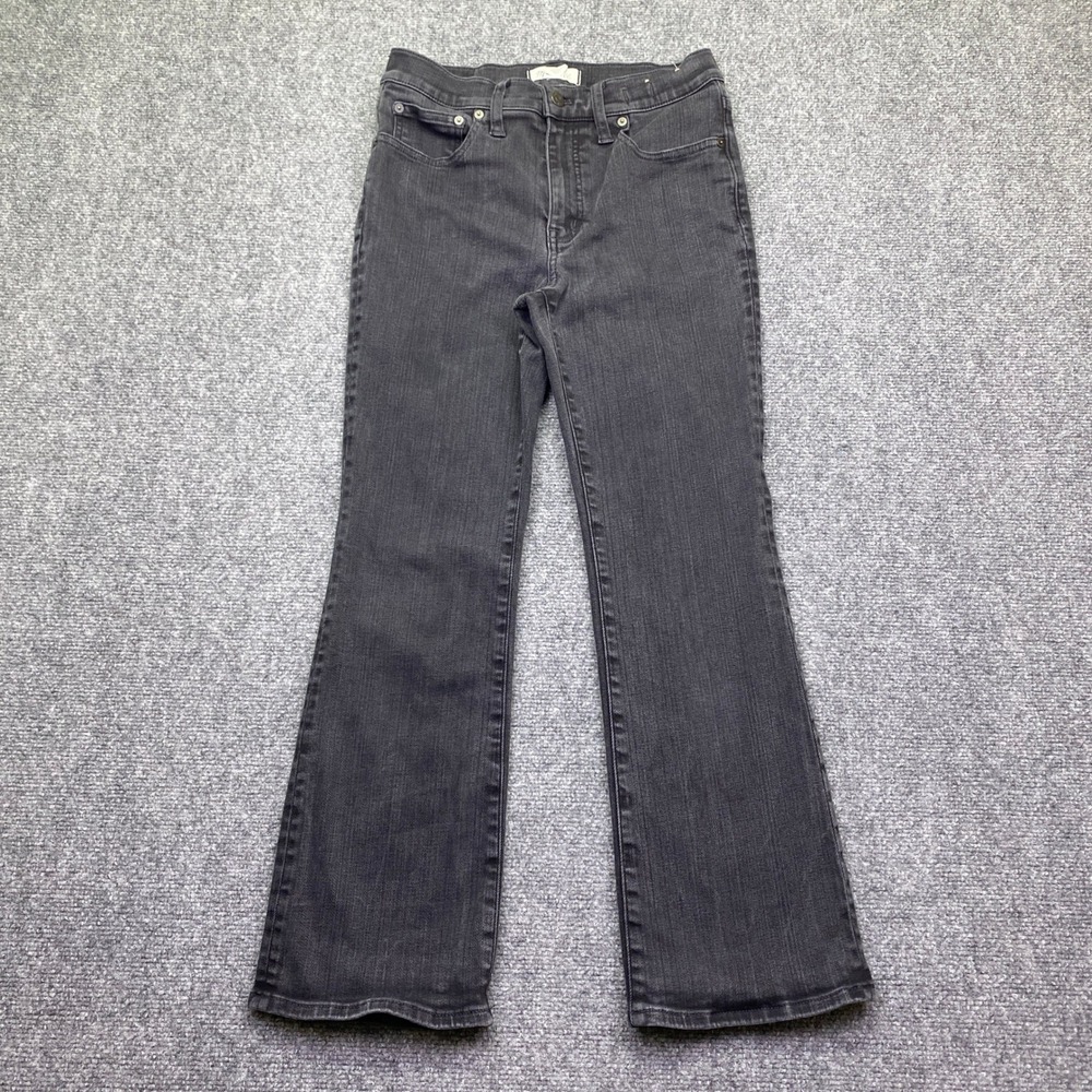 Madewell Mid-Rise Kick Out Jeans 29 Black Faded Flare Denim Pants Grunge Western